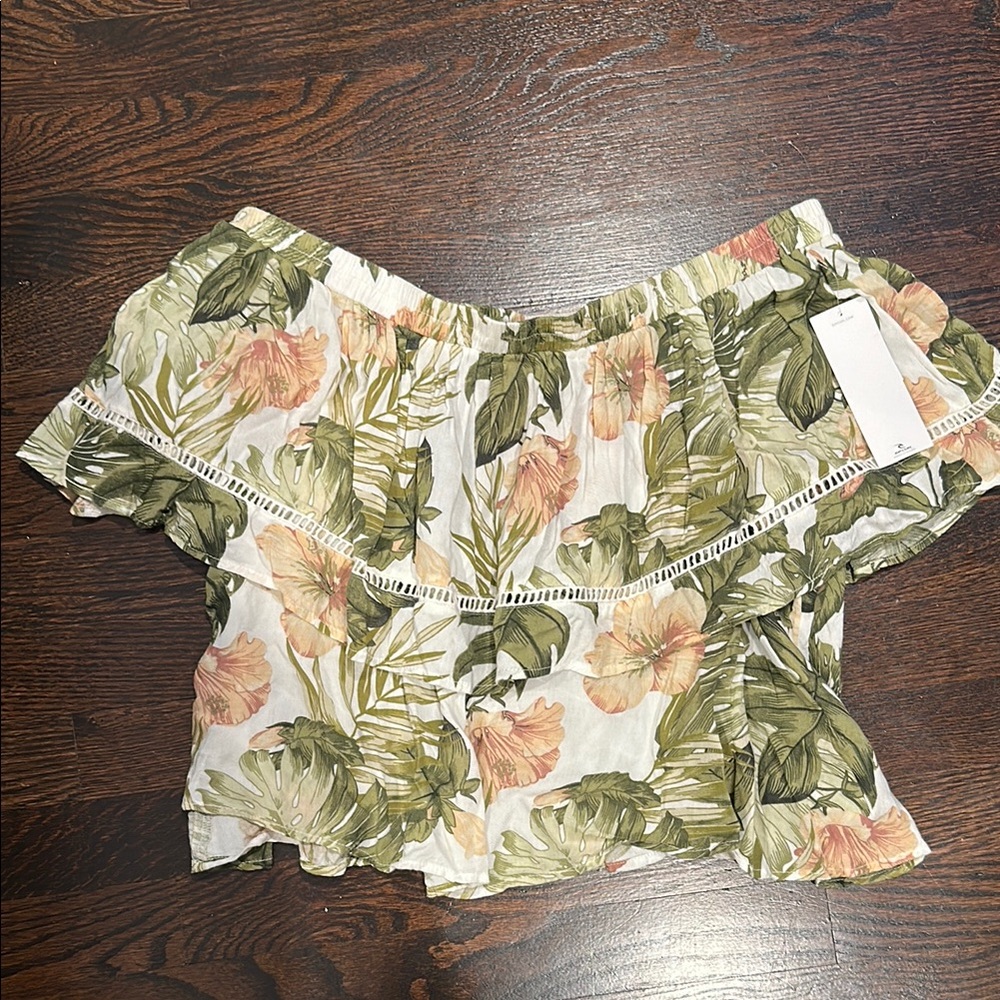 Floral Ruffle Women’s Off the Shoulder Top